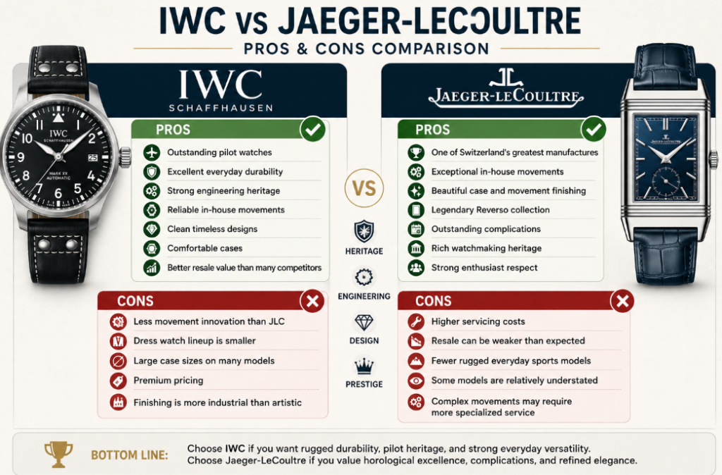 Jaeger-LeCoultre vs IWC Pros and Cons