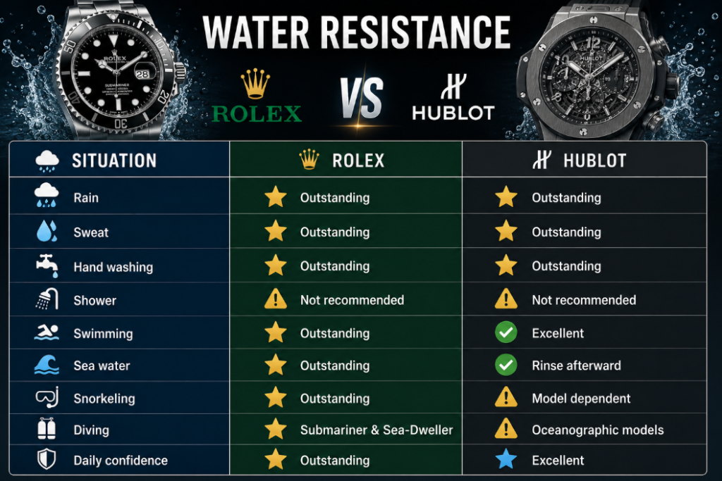 Hublot vs Rolex Water Resistance