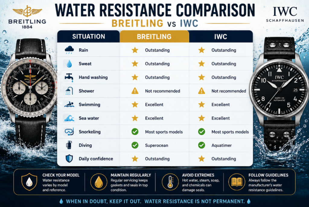 Water Resistance IWC vs Breitling