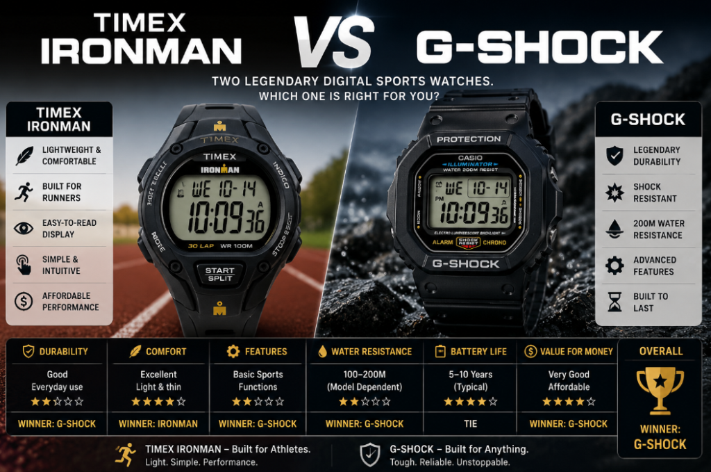 Timex Ironman vs G-Shock - Which Digital Sports Watch Is Better?