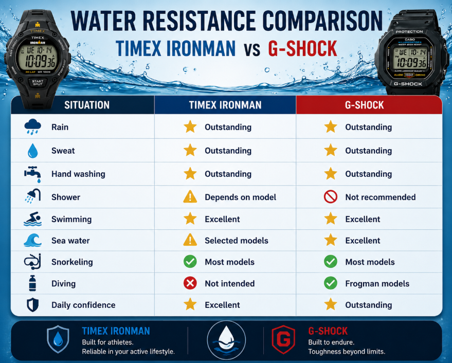 Water Resistance Timex Ironman vs G-Shock - Which Digital Sports Watch Is Better?