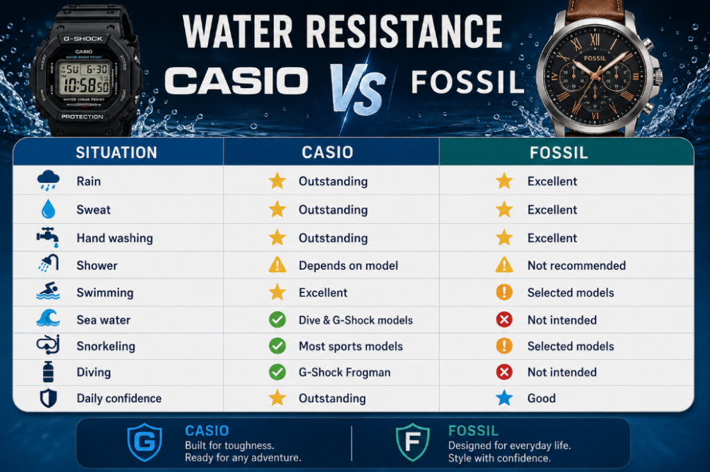 Casio vs Fossil - Water Resistance