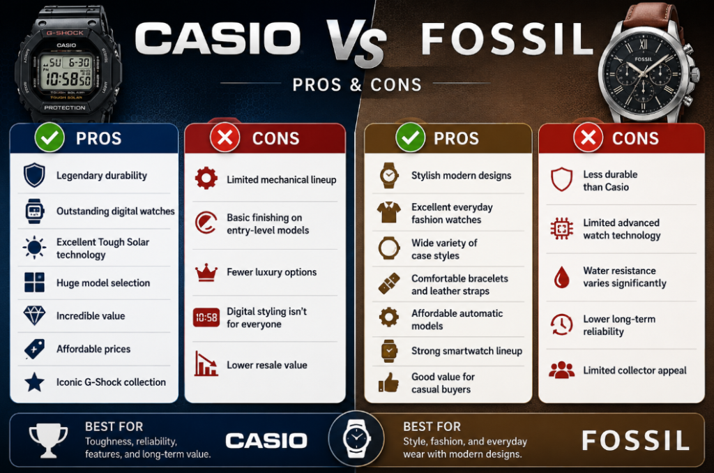 Pros and Cons Fossil VS Casio