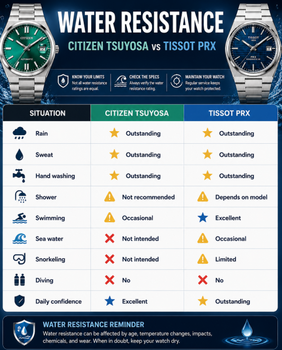 Citizen Tsuyosa vs Tissot PRX Water Resistance