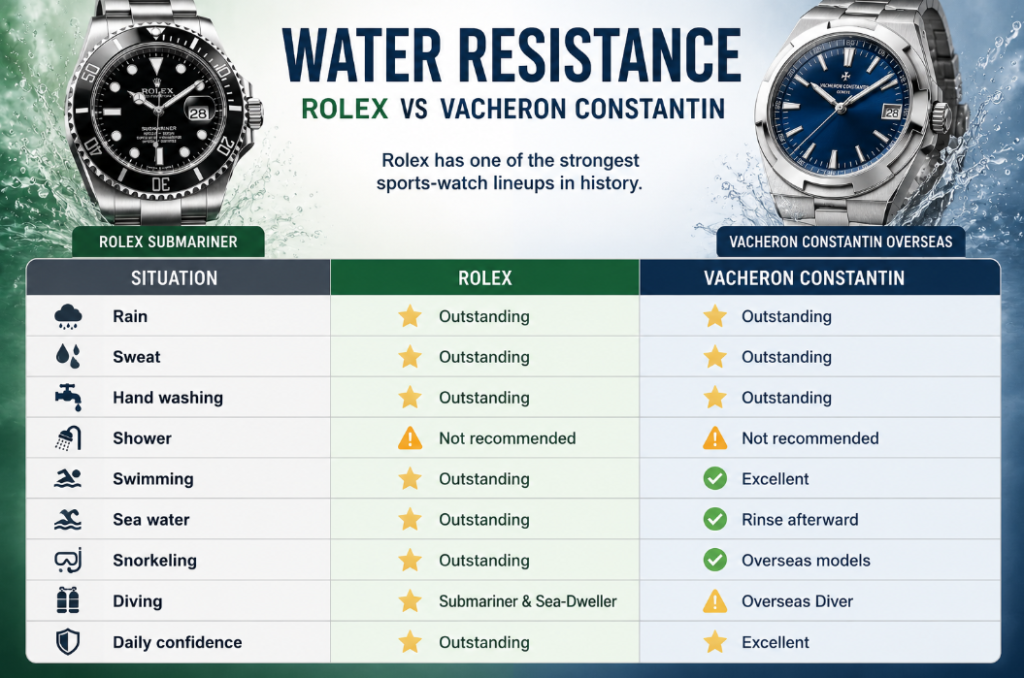 Water Resistance Rolex vs Vacheron