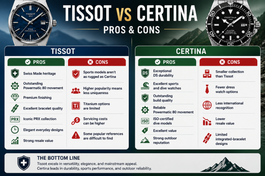 Tissot vs Certina - Pros and Cons