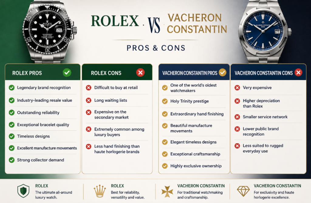 Rolex vs Vacheron Constantin pros and cons