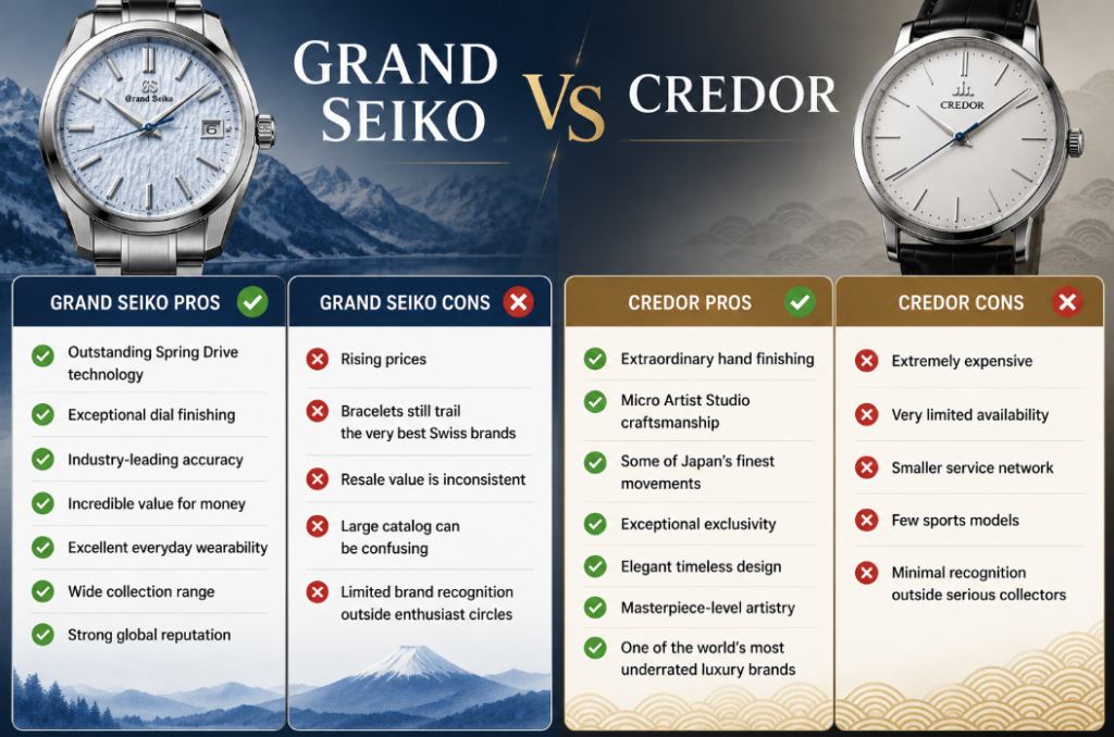 Pros and cons Credor vs Grand Seiko