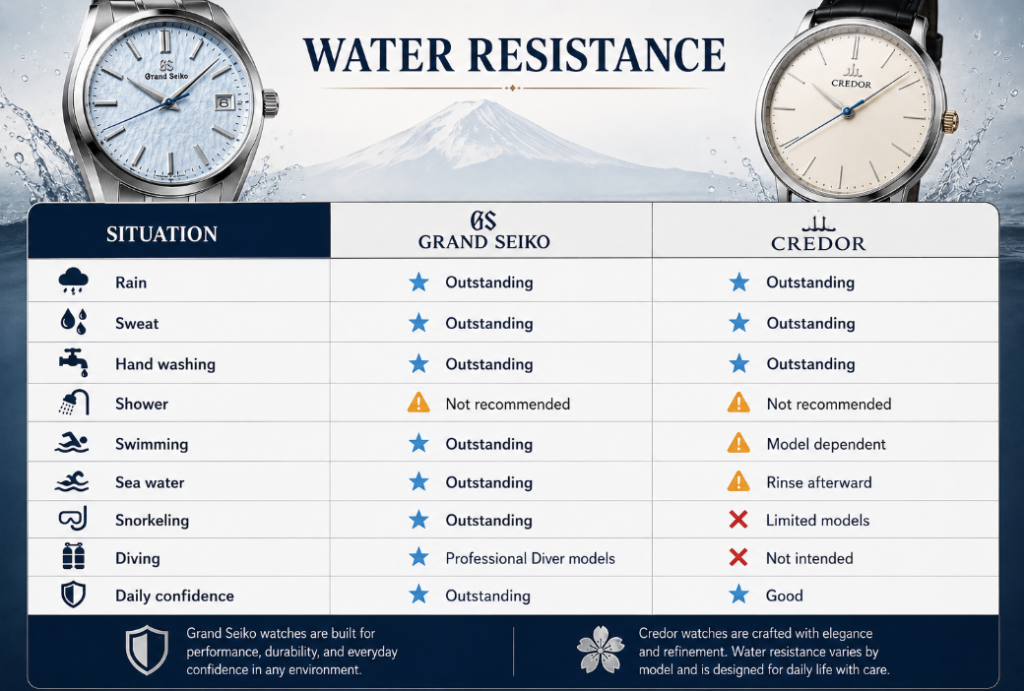 Water Resistance credor vs Grand Seiko