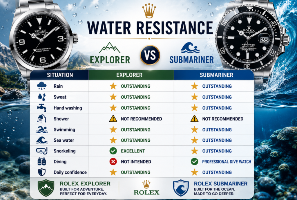 Rolex vs Submariner vs Explorer Water Resistance