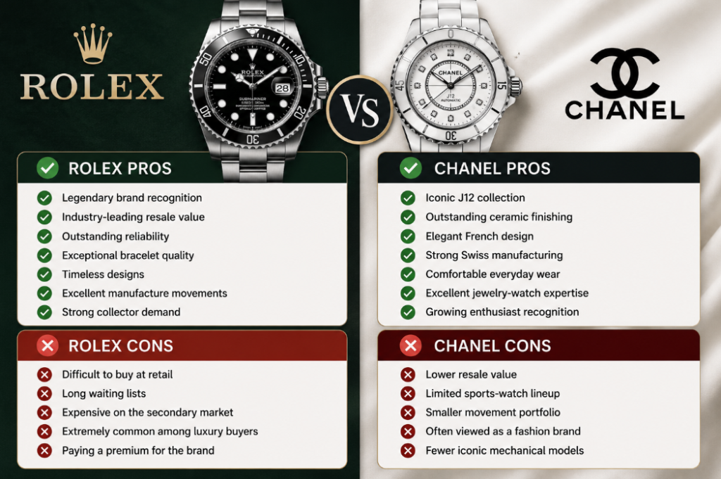 Pros and cons watc Chanel vs Rolex