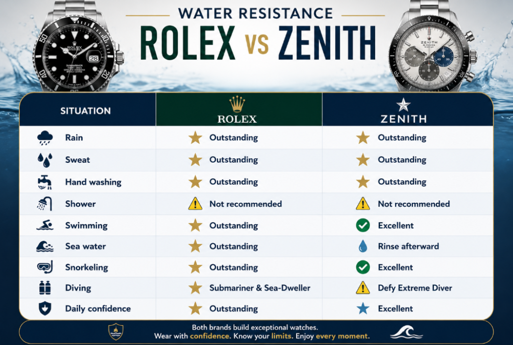 Zenith vs Rolex: Water Resistance
