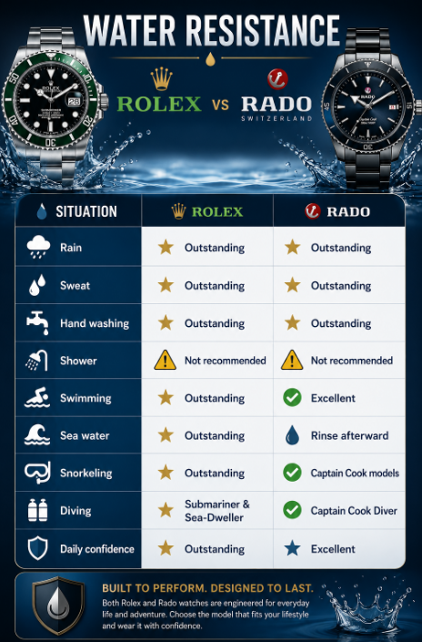 Rado vs Rolex Water Resistance