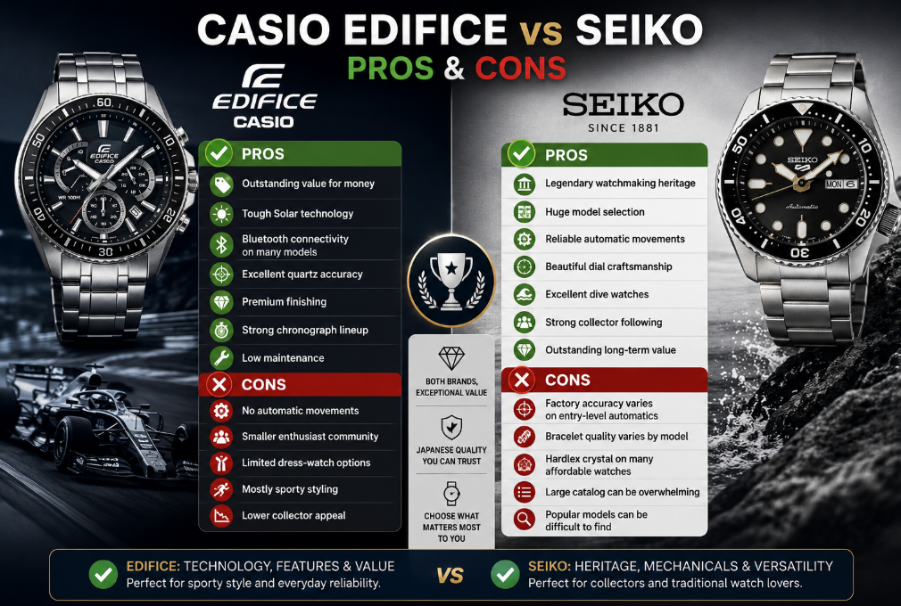 seiko vs edifice pros and cons