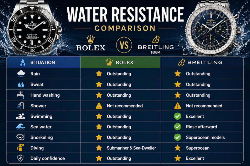 Rolex vs Breitling: Water Resistance