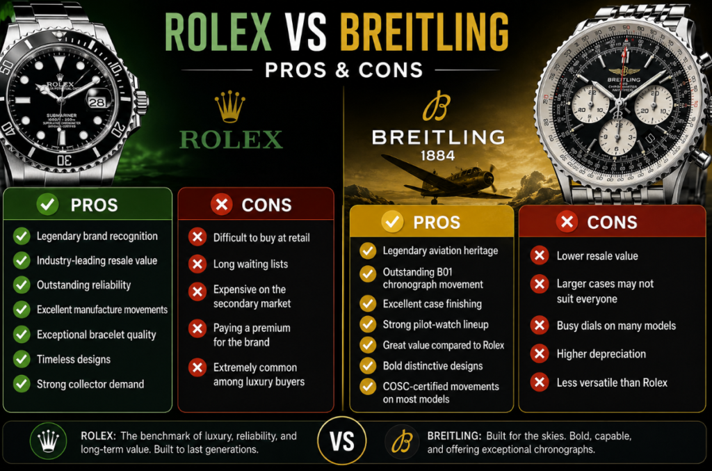 Breitling vs Rolex : Pros and Cons