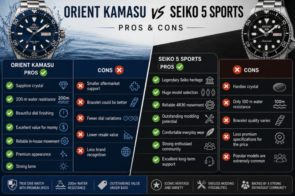 Seiko 5 vs Orient Kamasu