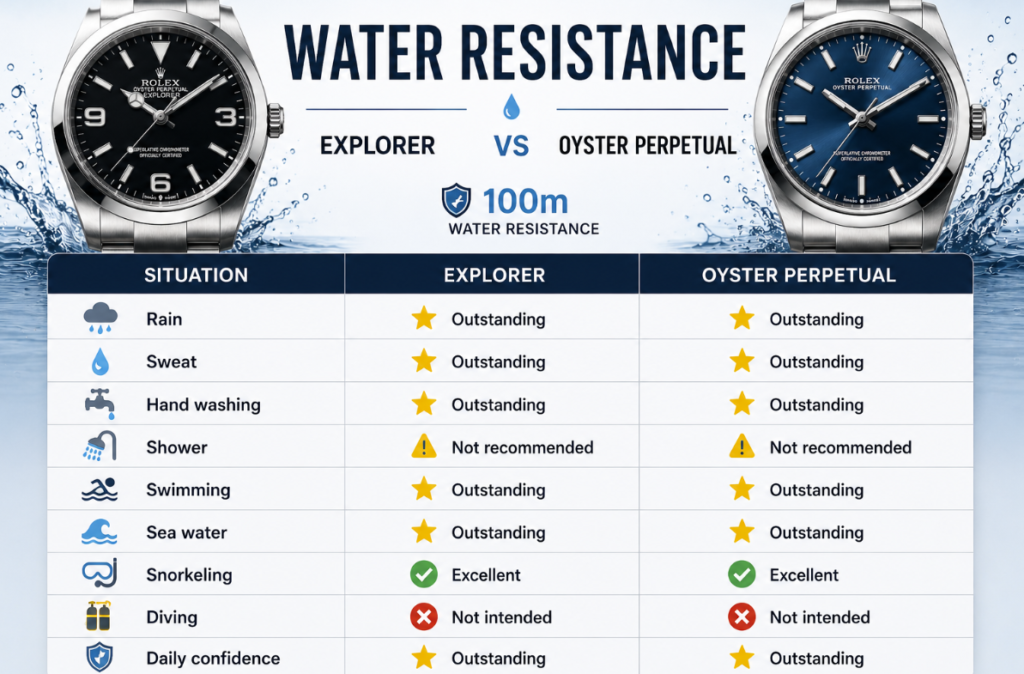 Water Resistance Rolex Explorer vs Oyster Perpetual