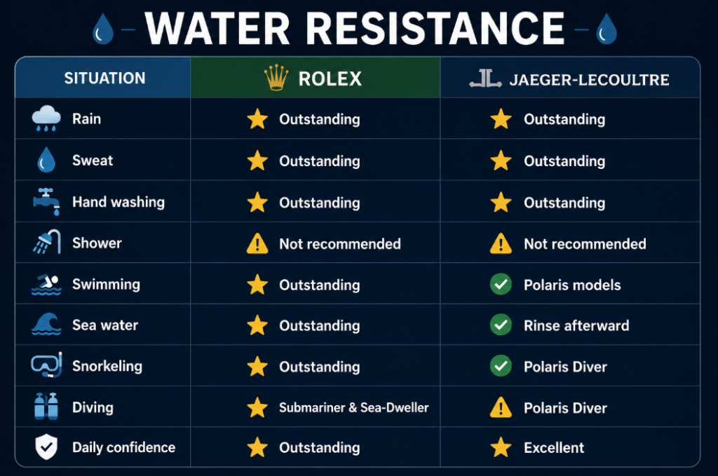 Rolex vs Jaeger-LeCoultre Water Resistance