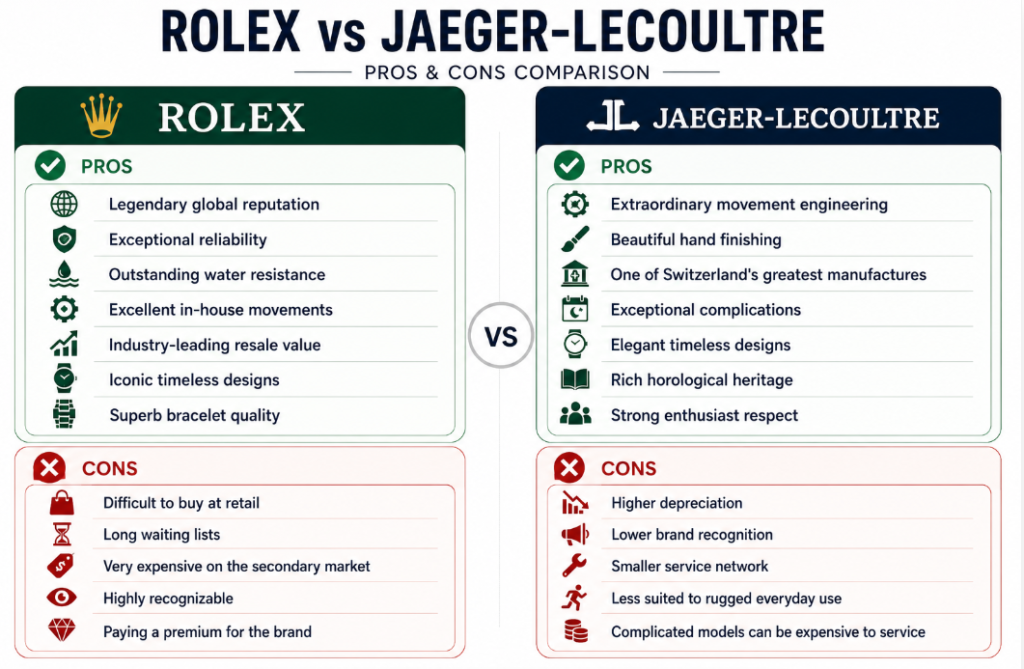Pros and Cons Rolex vs Jaeger-LeCoultre