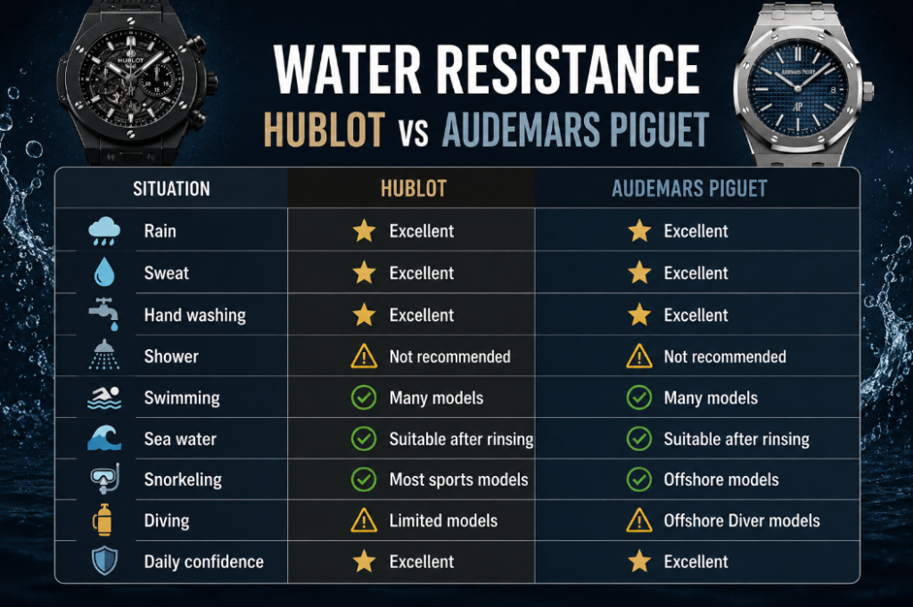 Water Resistance Hublot vs Audemars Piguet