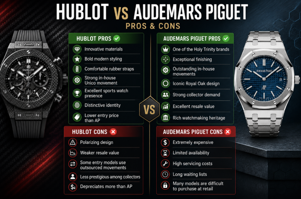 Pros and Cons Hublot vs Audemars Piguet 