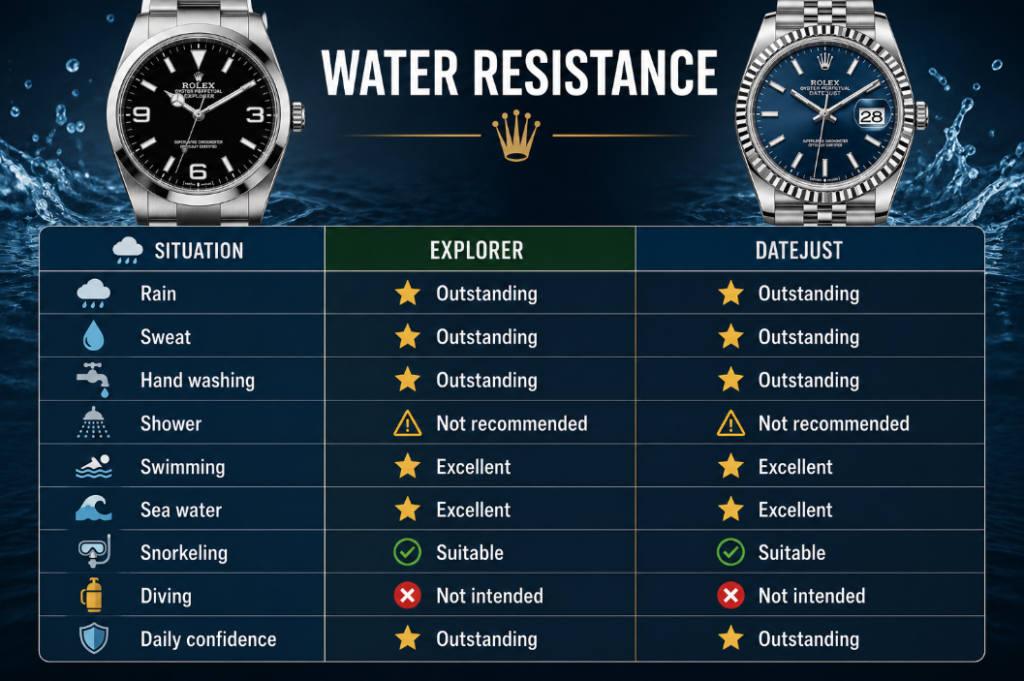 Rolex Explorer vs Datejust - Water Resistance