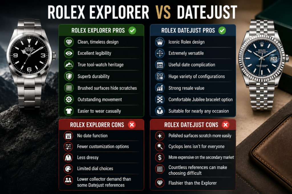 Rolex Datejust vs Explorer Pros and Cons