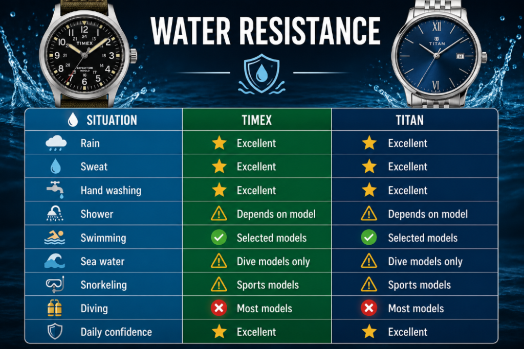 Titan vs Timex Watch Water Resistance