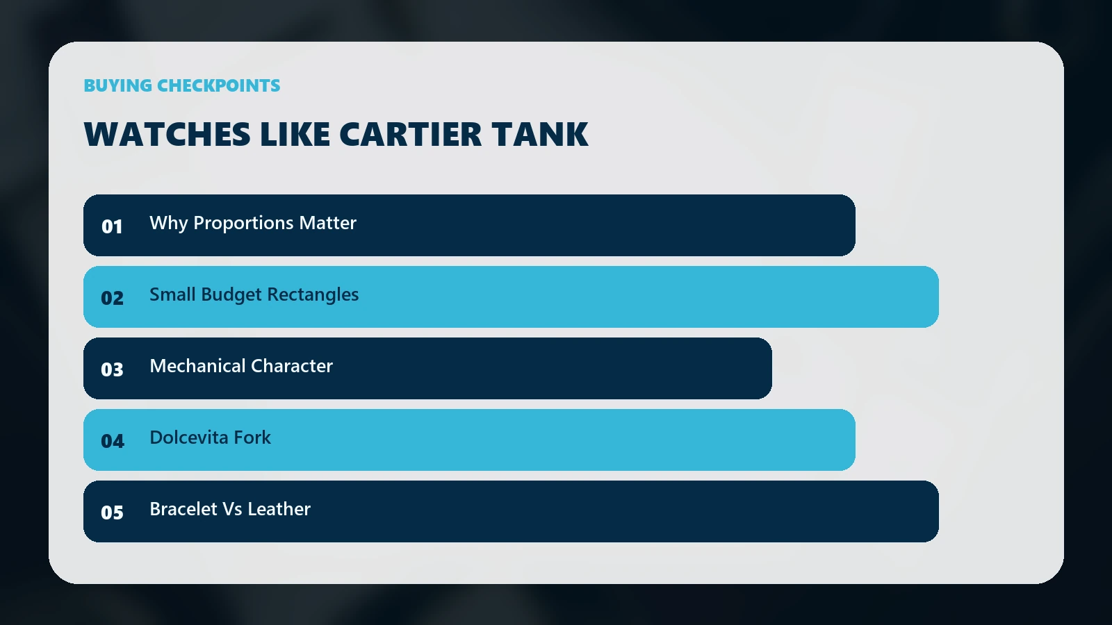 Buying checkpoints for Watches Like the Cartier Tank: Rectangular Alternatives That Get the Proportions Right