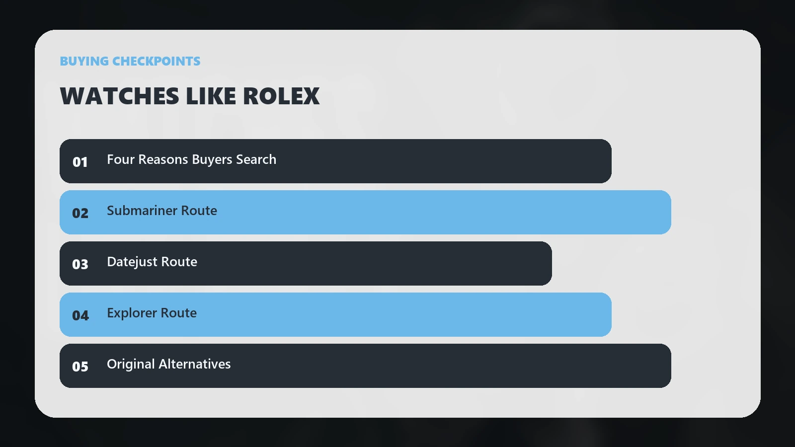 Buying checkpoints for Watches Like Rolex: The Best Alternatives Without Buying a Copy